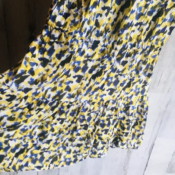 NWOT Velvet by Graham & Spencer Dress Flutter Cap Sleeve Abstract Print Yellow L - Picture 12 of 12